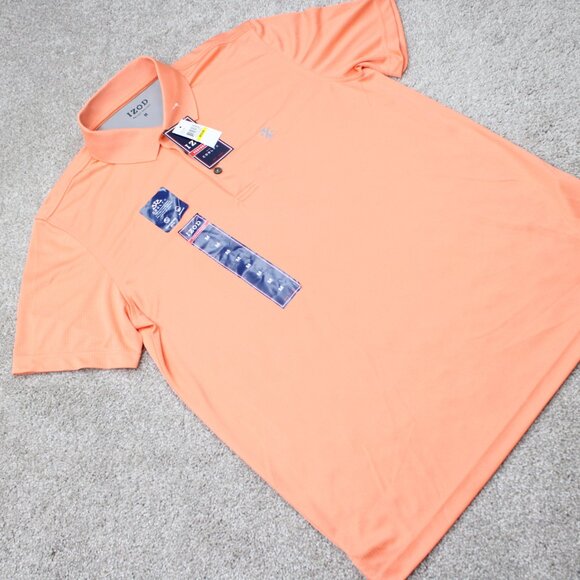 IZOD Polo Shirt NWT Mens Medium Sour Orange Performance CoolFX Short Sleeve - Picture 8 of 14